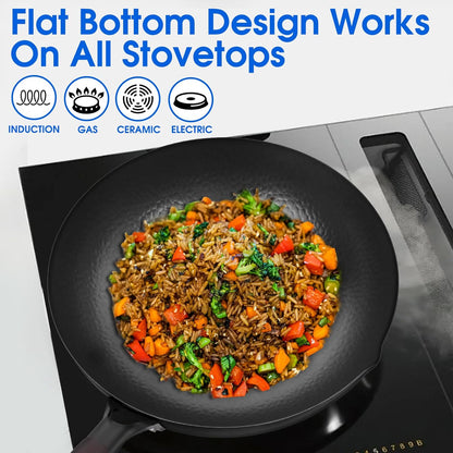13.4 Inch Carbon Steel Wok for Electric, Induction and Gas Stoves (Lid, Spatula and User Guide Video Included)4
