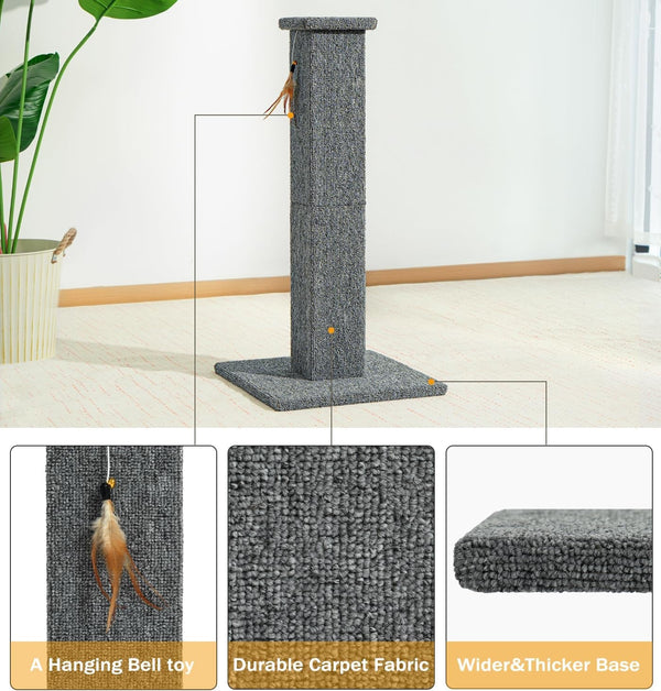 Made4Pets Cat Scratching Post for Indoor Cats, Carpet Cat Scratcher, 32" | Soft Carpet Surface for Cats That Prefer Fabric Scratching, Stable Base, Full-Body Stretching, Ideal for Kittens & Adult Cats3