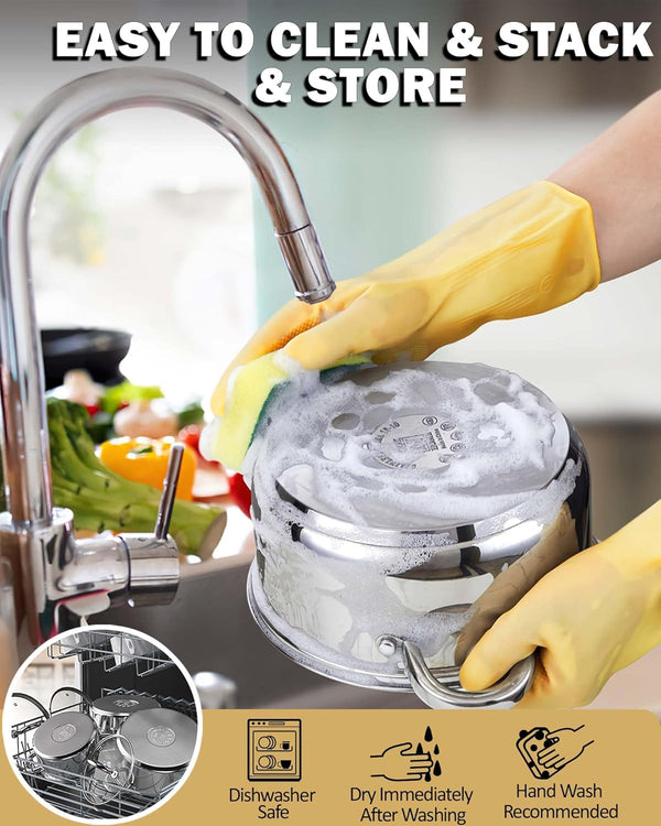 Kitchen Cookware Sets, 12-Piece Basic Stainless Steel Pots and Pans, Silver | Stay-Cool Handle, Induction Compatible, Dishwasher and Oven Safe8