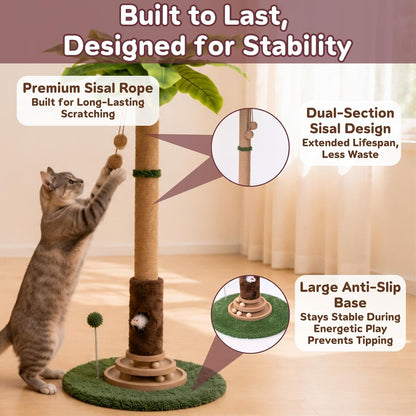 AIXINPET Cat Scratching Post - Upgraded 40'' Tall Cat Scratcher Tree Tower Scratching Posts for Indoor Cats, with Cat Toy Mouse Hole, Spring Ball and Interactive Wooden Ball - for Kittens Adults Cats6