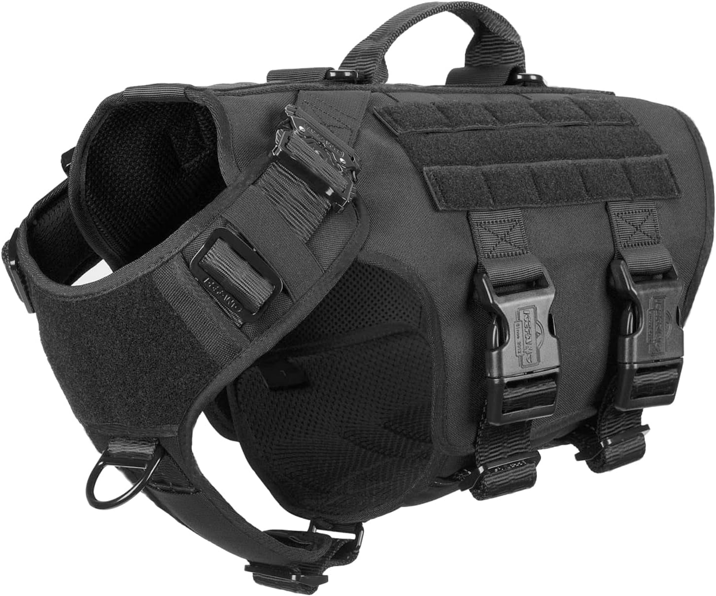 icefang-no-pull-tactical-dog-harness-for-large-dogs-adjustable-dog-vest-control-handle-molle-panel-front-hook-3-leash-clips-soft-padded-for-walking-training-pink-large