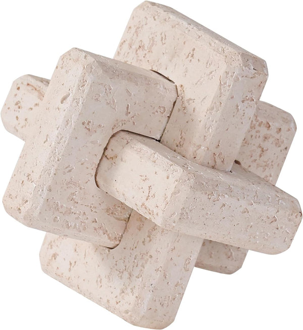 3-Link Knot Resin Travertine Decor, Coffee Table Book Shelf Decoration | Light Beige Entry Table Decor Decorative Objects, Aesthetic Accents for Boho Modern Rustic Office Living Room Home Décor1