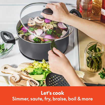 Cookware Set with Glass Lids with Nonstick, PFOA Free and Scratch Resistant Surface, Aluminum Bakeware, Pots and Pans, Storage Bowls & Utensils, Compatible with All Stovetops, 21 Piece, Gray4