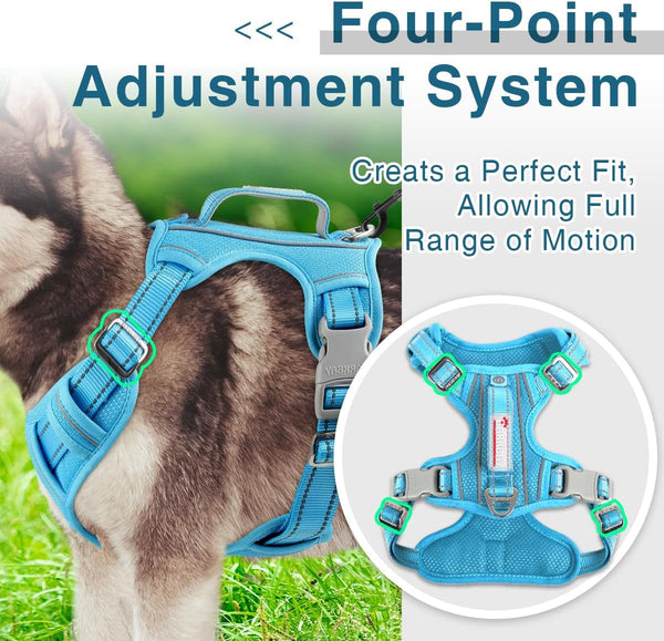BARKBAY Dog Harness No Pull with ID Tag Pocket - Heavy Duty, Reflective, Easy Control for Large Dogs(Blue,L)6