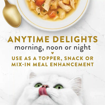 Purina Fancy Feast Broths Classic with Chicken and Vegetables Lickable Wet Cat Food Broth Topper, Pack of 16, 1.4 Oz Pouches6