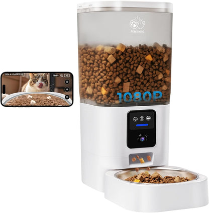 Frienhund Automatic Cat Feeder 2 Cats with Slow Feed: Dual Automatic Dog Feeder with 5G Wifi, Cat Food Dispenser with APP Control for Multiple Pets, Detachable for Easy Clean, Double Pet Bowl - 29 Cup11