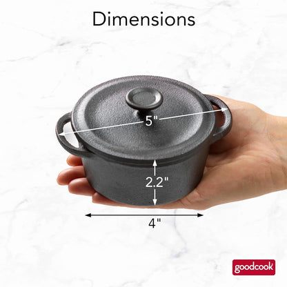 Mini Dutch Oven with Lid, Pre-Seasoned Cast Iron Personal-Sized Pot for Stews Soups and Individual Desserts, Oven Safe to 500°F, 0.25-Quart, Black5