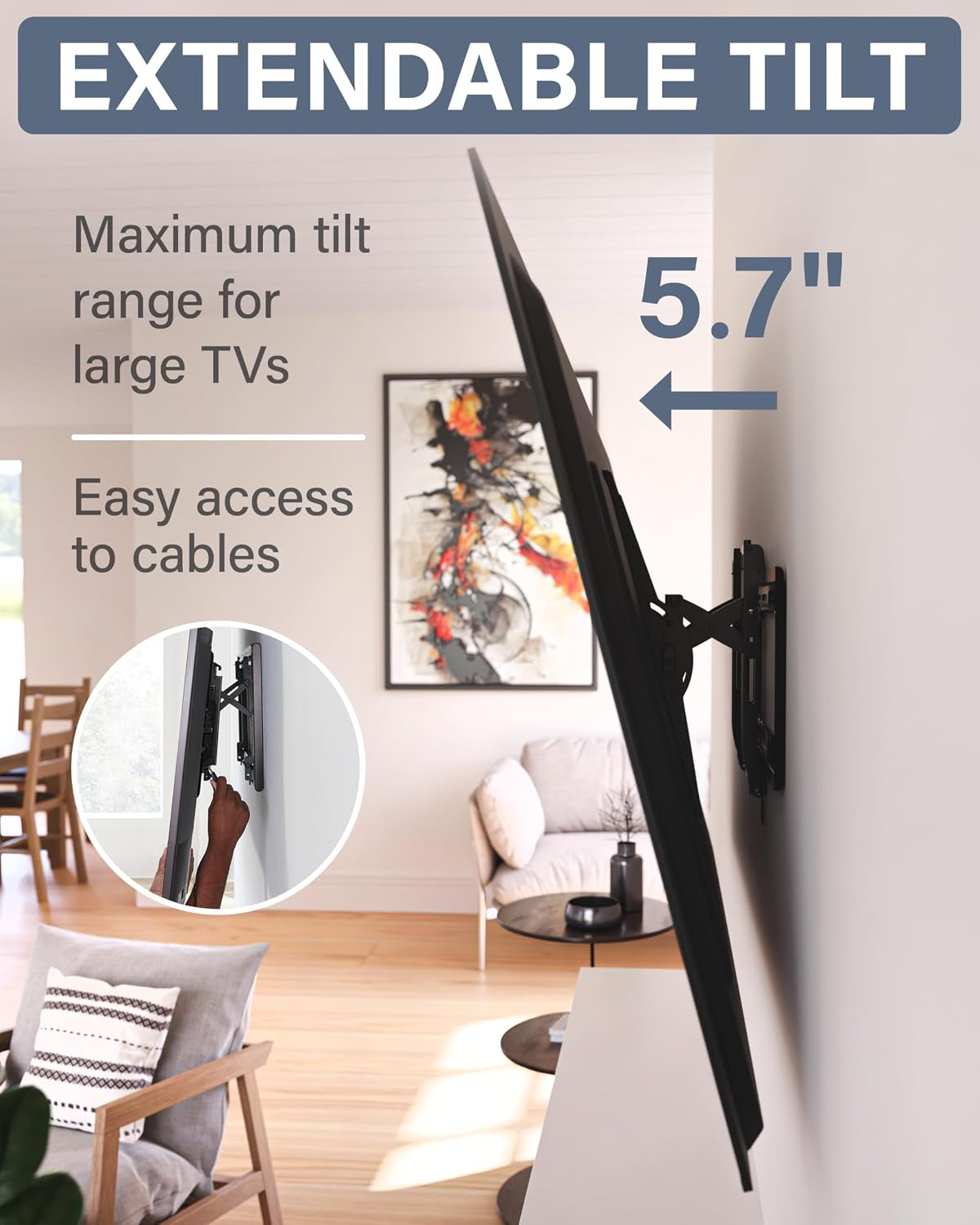 tilting-tv-wall-mount-for-46-90-tvs-or-150lbs-premium-tilt-mount-w-universal-fit-smooth-5-7-extension-allows-for-cable-management-includes-hardware-drill-template-for-easy-install