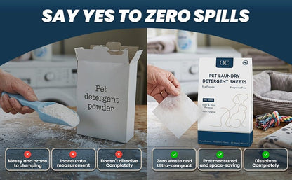 O&C Pet Laundry Detergent Sheets – Enzyme-Powered Odor & Stain Remover for Dogs & Cats | Eliminates Pet Urine, Dander & Body Oils | Mess-Free, HE Compatible | 60 Loads7
