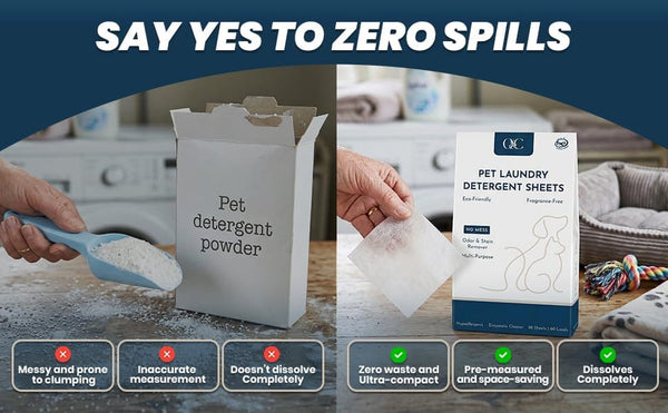 O&C Pet Laundry Detergent Sheets – Enzyme-Powered Odor & Stain Remover for Dogs & Cats | Eliminates Pet Urine, Dander & Body Oils | Mess-Free, HE Compatible | 60 Loads7