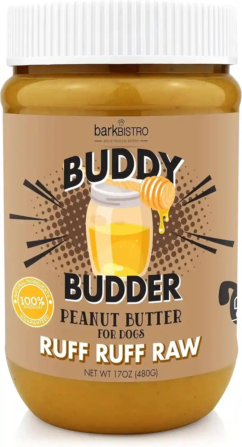 buddy-budder-ruff-ruff-raw-natural-dog-peanut-butter-dog-treatmade-in-usa-17-oz-jars