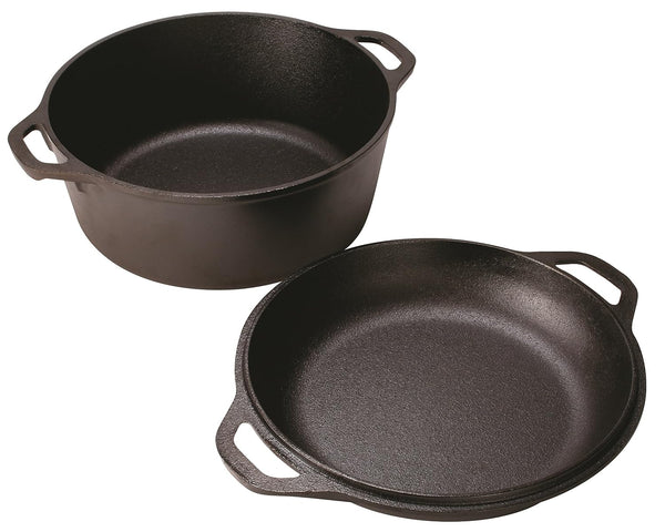 Cast Iron Serving Pot Cast Iron Double Dutch Oven, 5-Quart & ASAHH31 Silicone Assist Handle Holder, Blue, 5.5" X 2", Pack of 14