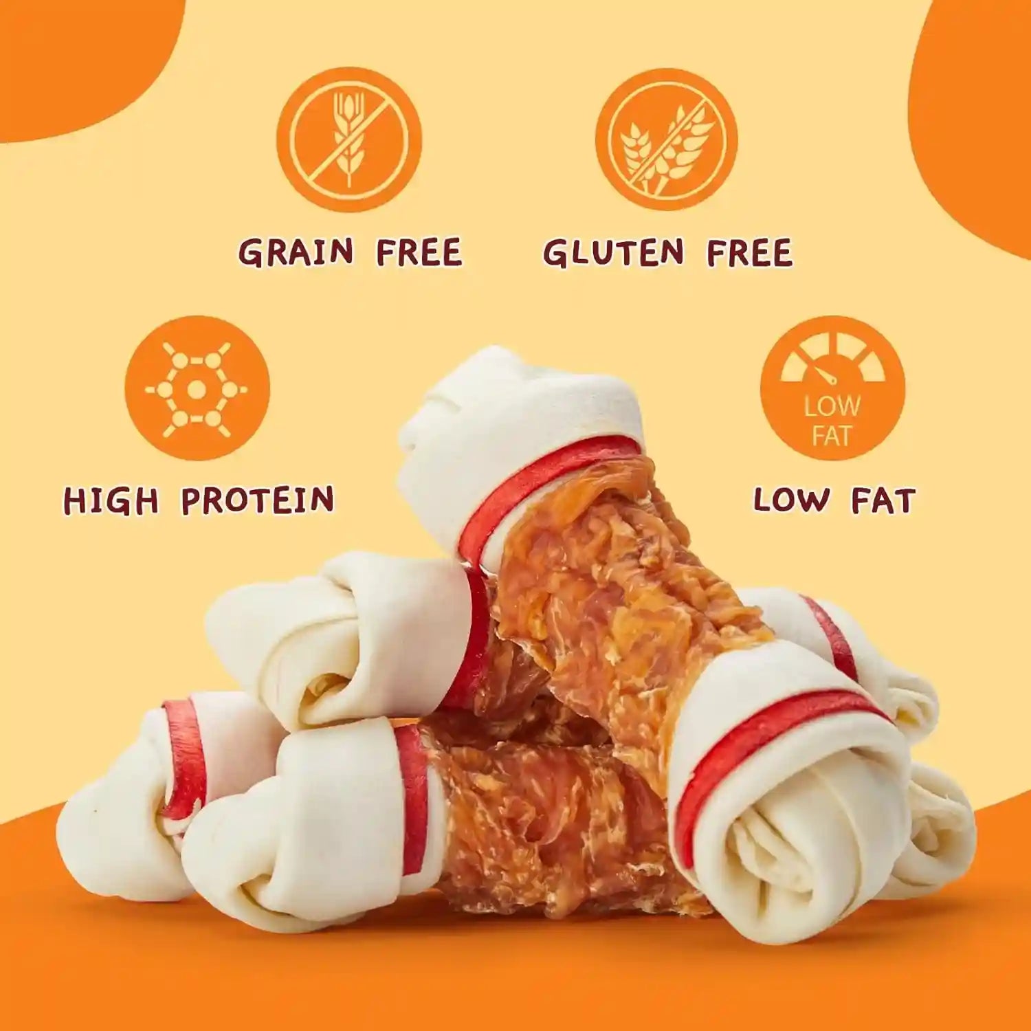 jungle-calling-chicken-wrapped-rawhide-knot-bones-long-lasting-dog-chews-6-5-inch-rawhide-bones-for-medium-large-dogs-high-protein-beefhide-training-dog-treats-teeth-cleaning-10-6-oz