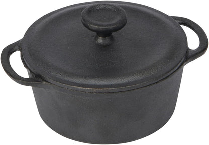 Mini Dutch Oven with Lid, Pre-Seasoned Cast Iron Personal-Sized Pot for Stews Soups and Individual Desserts, Oven Safe to 500°F, 0.25-Quart, Black1