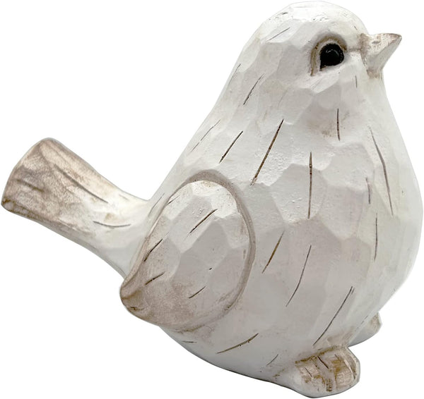NEW White Modern Farmhouse Bird Figurine, Bird Statue Sculpture - Carved Rustic Distressed Animal Bird Ornaments - Home Decor Accents Collectible Bird Figurine | Spring1