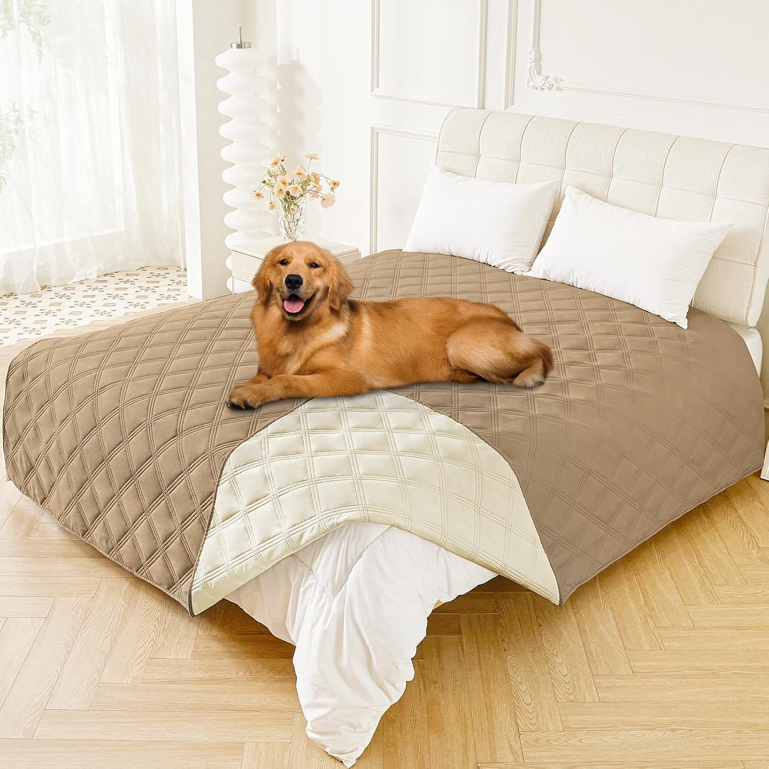 smiry-waterproof-dog-bed-cover-blanket-reversible-pet-blanket-soft-reversible-washable-leakproof-cats-dogs-couch-cover-for-sofa-couch-furniture-30x70-inch
