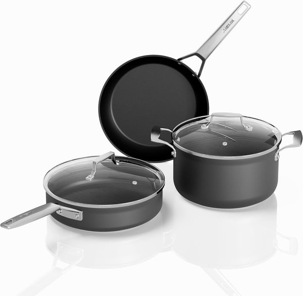 5-Piece Nonstick Pots and Pans Set, Non Toxic Induction Cookware Sets | Even Heating, Easy Clean, Dishwasher & Oven Safe, Suitable for Gas & Electric & Induction Stoves, Stainless Steel, Ceramic1