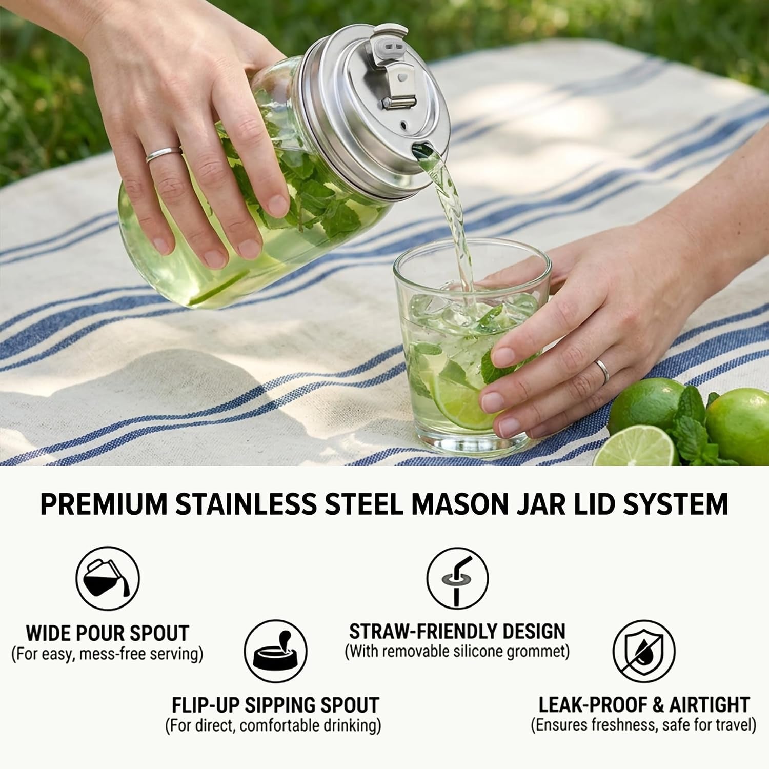 2-pack-reusable-mason-jar-drinking-coffee-lids-wide-mouth-sus-304-stainless-steel-mason-jar-lids-pour-spout-metal-leak-proof-flip-caps-iced-smoothies-cold-brew-dishwasher