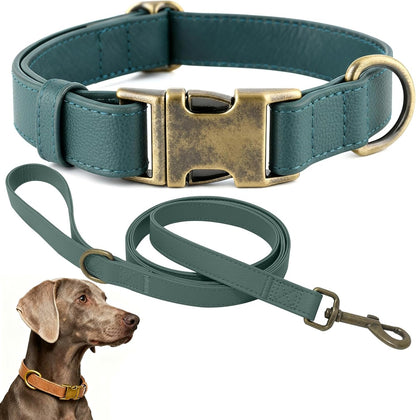 B&F Dog Collar and Leash Set,Leather Silicone Waterproof Odor-Proof Dog Collar and Leash for Medium Dogs, Soft Flexible Dog Collars, Adjustable Pet Collar (Brown, Medium (12.5-20" Neck))12