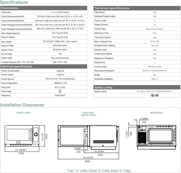 Commercial Microwave Oven, ETL 1000W 1.2 Cu.Ft. Countertop2
