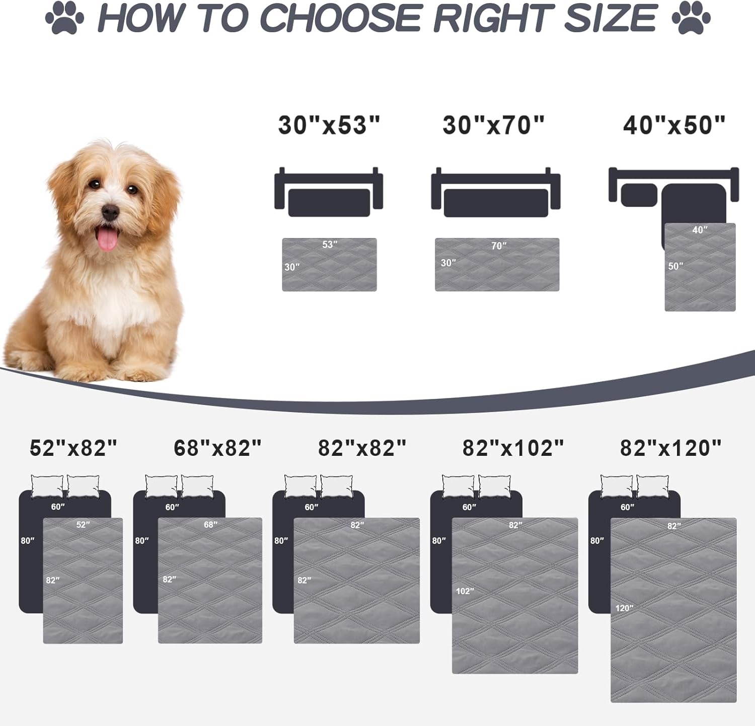 smiry-waterproof-dog-bed-cover-reversible-pet-blanket-for-sofa-couch-soft-washable-dog-blanket-leakproof-couch-cover-for-dogs-cats-furniture-protection-52x82-grey-dark-grey