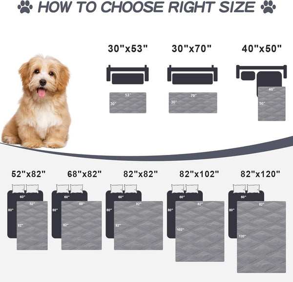 Smiry Waterproof Dog Bed Cover, Reversible Pet Blanket for Sofa Couch | Soft Washable Dog Blanket, Leakproof Couch Cover for Dogs Cats & Furniture Protection, 52X82, Grey/Dark Grey6