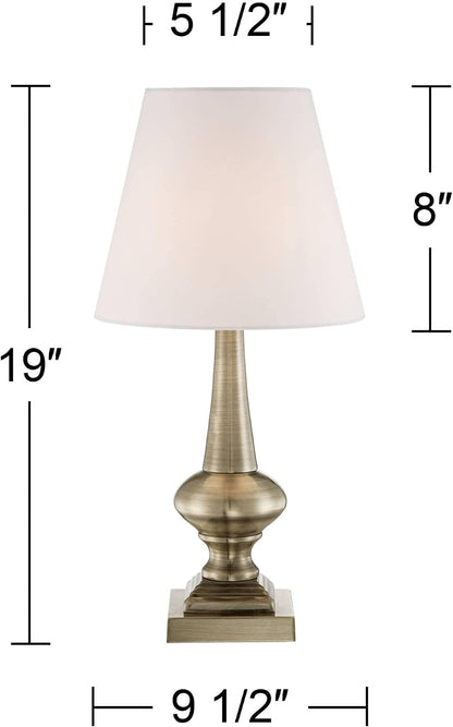 Larson 19" Small Table Lamps Set of 2 Gold Touch Antique Brass Modern | Traditional Metal Bedroom Living Room House Bedside Nightstand Office Family Home White Bell Shade4