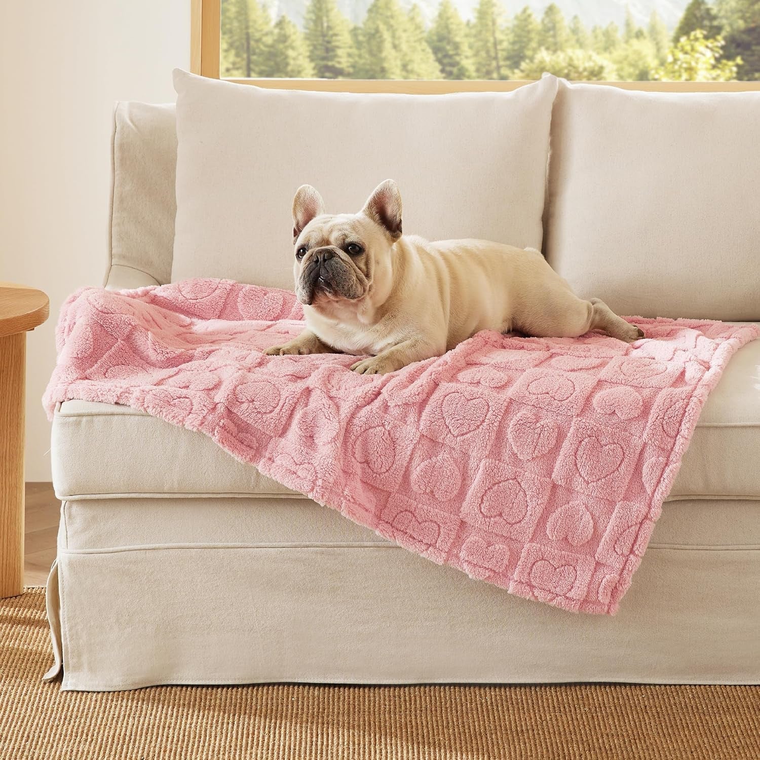bedsure-dog-blanket-for-small-dogs-puppy-cats-with-soft-fleece-25x35-white-300gsm-fuzzy-jacquard-doggy-kitten-blanket-washable-for-crate-cage-pet-bed-indoor-cats-puppy-essentials-cute-dog-gift