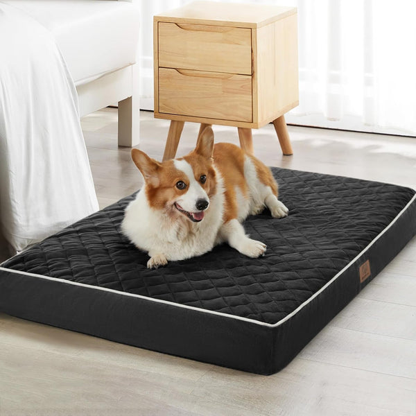 WNPETHOME Orthopedic Waterproof Extra Large Senior Dogs Bed for Comfy Sleeping with Removable Washable Cover, Multi-Needle Quilting XL Crate Bed for Large Sized Dog Relax, Light Grey18