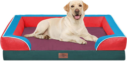 Comfort Expression Orthopedic Dog Bed for Extra Large Dogs with Bolster | Waterproof Dog Couch Bed with Washable Cover & Non-Slip Bottom, Supportive Egg Crate Foam XL Pet Bed, 42X30 Inch64