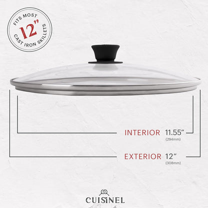 Cast Iron Skillet with Lid - 12"-Inch Frying Pan + Glass Cover + Silicone Handle Holder - PFAS and Pfoa-Free Pre-Seasoned Oven Safe Cookware - Indoor/Outdoor Use - Grill, BBQ, Fire, Stovetop5