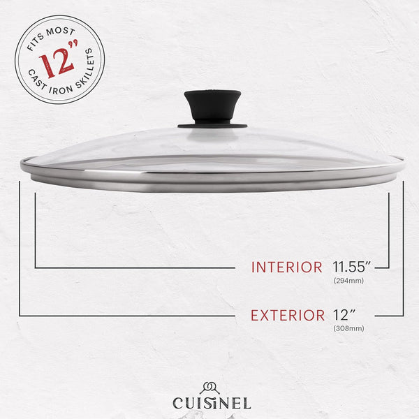 Cast Iron Skillet with Lid - 12"-Inch Frying Pan + Glass Cover + Silicone Handle Holder - PFAS and Pfoa-Free Pre-Seasoned Oven Safe Cookware - Indoor/Outdoor Use - Grill, BBQ, Fire, Stovetop5