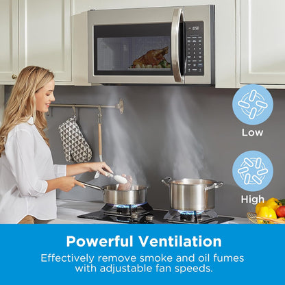Midea over the Range Microwave Oven, 1.7 Cu.Ft, 1000W, Stainless Steel | Smart Touch Panel, 18 Auto Cook Menus, 300 CFM Ventilation, 10 Power Levels3