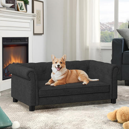 39.75" Modern Pet Sofa with Backrest and Armrests, Comfortable Foam Cushion Dog Couch for Small and Medium Dogs, Stable Leg Design for Living Room11