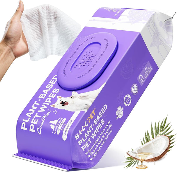 HICC PET Pet Cleaning Wipes for Dogs & Cats, Paws & Coat, 100 Count | Pearl-Textured, with Fermented Coconut Oil and Damask Rose, for Face and Rear-End Cleaning after Walks or between Baths11