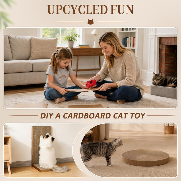 2PCS Cardboard Cutter for Cat Scratchers, DIY Cardboard Strip Cutter with 10 Spare Precision Blades for Custom Cat Beds, Furniture & Scratch Pads (Red & Yellow)5
