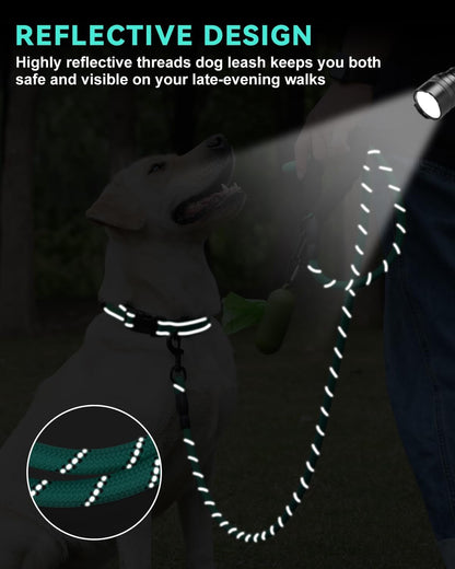 Dynmeow Reflective Dog Collar and Leash Set for Large Dogs, Teal | Soft Neoprene Padded, 6FT Climbing Rope, Ideal for Daily Outdoor Walking or Indoor Wearing, Night Visible for Safety4