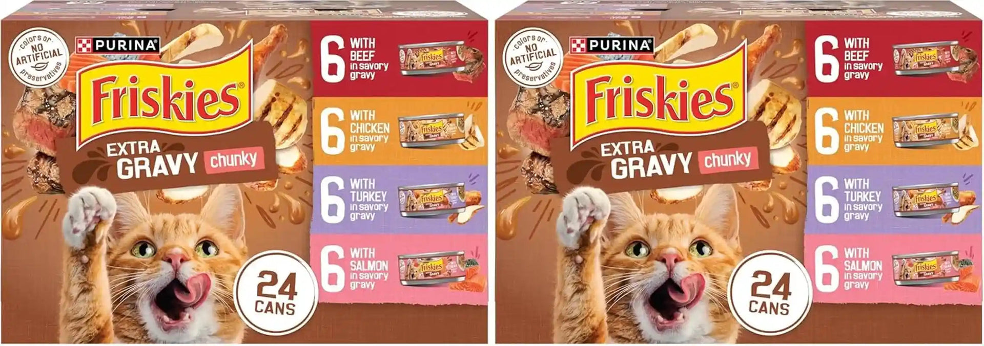 purina-friskies-extra-gravy-wet-cat-food-chunky-24ct-variety-pack-with-chicken-turkey-salmon-beef-pack-of-24-5-5-oz-cans