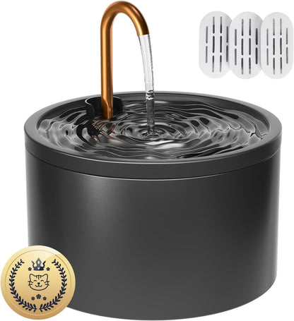 MISFANS Ceramic Cat Water Fountain, All-Ceramic Body, Pure Copper Spout | 2.1L/71Oz Capacity, under 20Db Pump, Dual Filtration, Faucet and Fountain Modes, Easy-Clean Unit, 3 Filters and Sponge, Black1