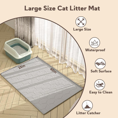 Garoopion Silicone Cat Litter Mat Large 40" X 28", Easy to Clean, Gray | Large Size Waterproof Silicone Mat with Raised Edges, Catch Litter, Protect Floor from Urine, Multi-Use for Dog/Sink/Kitchen5
