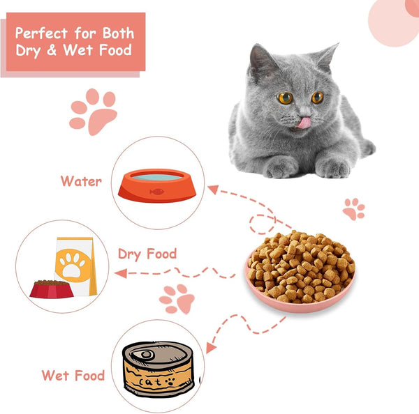 [8-Pieces] Whisker Fatigue Cat Bowl - 5.5 Inch Shallow Cat Food Dish Wide Cats Wet Feeding Bowls, PET Plate for Kittens and Short Legged Cats (Type-A Normal Bowls)3