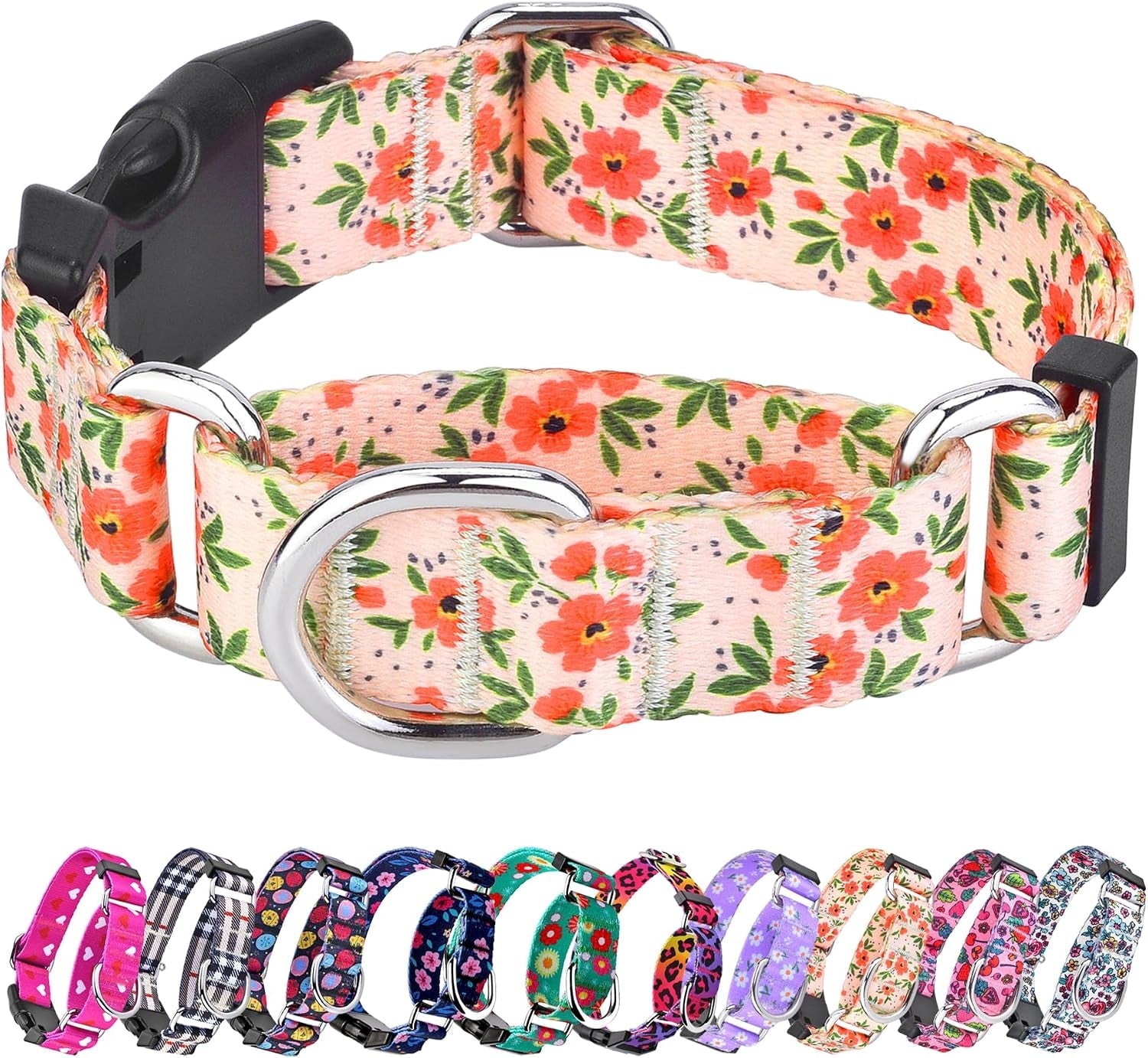 hikiko-martingale-collar-for-dogs-adjustable-soft-nylon-dog-collars-with-cute-patterns-for-small-medium-large-dog-pink-butterfly-medium