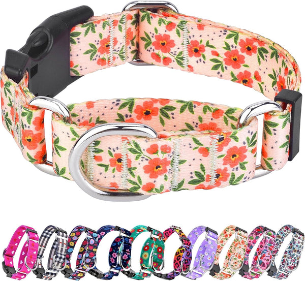 Hikiko Martingale Collar for Dogs Adjustable Soft Nylon Dog Collars with Cute Patterns for Small Medium Large Dog（Pink Butterfly,Medium）10
