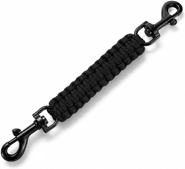 Amabro Handmade Dog Collar Safety Clip Heavy Duty Double Ended 8.66" Black | Handmade Gentle Leader Backup Safety Clip Strap Durable Leash Connector Accessory Compatible Dog Prong Collars Pet Harnesses1