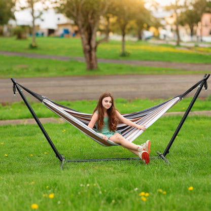 Hammock with Stand for outside | 450Lb Capacity Steel Stand, Premium Carry Bag Included and Two anti Roll Balance Beam2