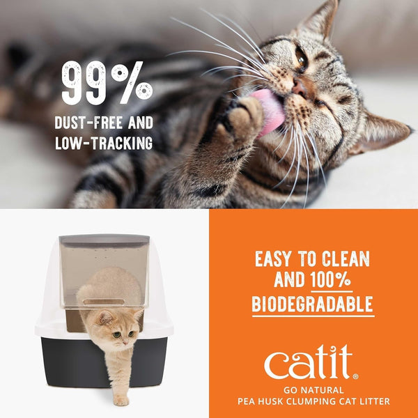Catit Go Natural Pea Husk Clumping Cat Litter, 12.3 Lb, Lavender Scented | Lightweight, Dust Free, Easy Cleaning & Scooping, Flushable Kitty Litter with Odor Control & Subtle Fragrance6