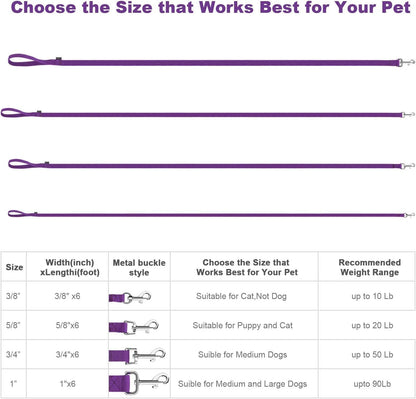 AMAGOOD 6 FT Puppy/Leash, Strong Traditional Style with Easy to Use Collar Hook, Great for Small, Medium and Large Dogs (5/8In X 6 Ft, Purple)9