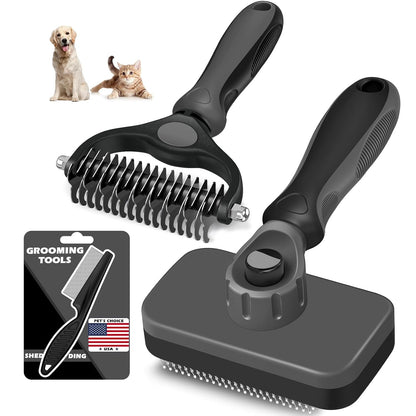 Professional 3PCS Self Cleaning Slicker Brush & Pet Grooming Rake & Flea Comb for Dogs,Cats and Horses | Double-Sided Dematting Comb & Skin Friendly Deshedding Grooming Tool | Pet Supplies (Blue)13