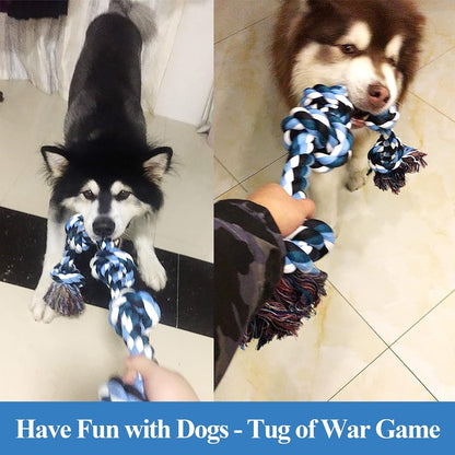 LECHONG Dog Toys for Aggressive Chewers Tough Rope Chew Toys for Large and Medium Dog 3 Feet 5 Knots Indestructible Cotton Rope for Large Breed Dog Tug of War Dog Toy Teeth Cleaning6
