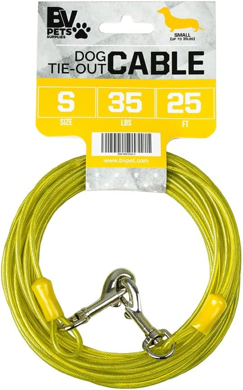 bv-dog-tie-out-cable-30-feet-heavy-duty-dog-lead-up-to-125-pounds-reflective-rust-free-with-quick-release-swivel-clips-360-rotating-clasp-tangle-free-dogs-runner-for-yard-red-single
